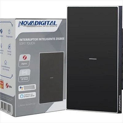 Interruptor Quartzo 1 Botão NovaDigital Zigbee Preto - G17