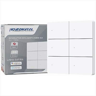 Interruptor Inteligente Zigbee Novadigital 6 Teclas Botões Safira 4x4 Branco