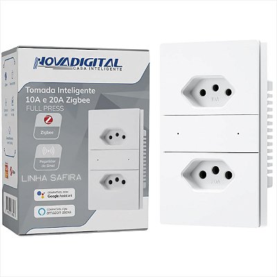 Tomada Dupla NovaDigital Safira Tomada 20A e 10A  4x2 Zigbee Branca