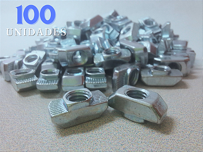 100x Porca Martelo M6 - Porca T (para perfil canal 8mm)
