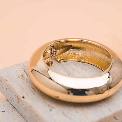 Bracelete Bold Liso em Banhos de Ouro ou Ródio