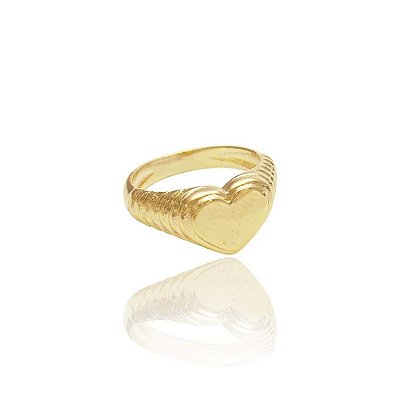 Anel Coração Vintage Banhado a Ouro 18 K