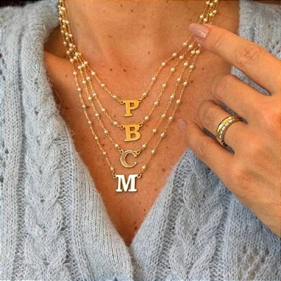 Colar Inicial Pérola Banhado À Ouro 18k