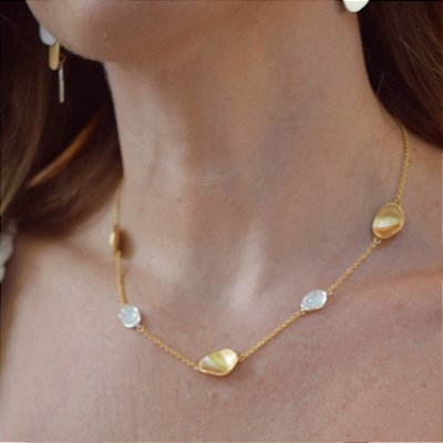 Colar Duo Classic Acetinado com Pingentes em Mix de Banhos