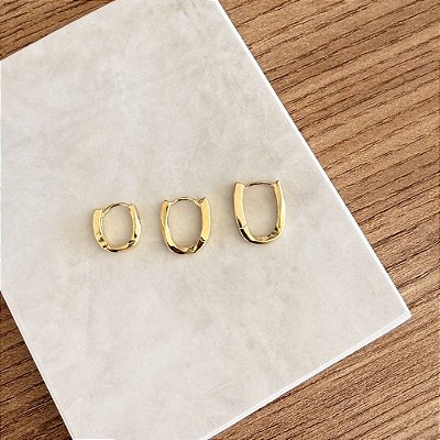 Trio Argolas Slim Torcidas em Banho de Ouro 18k
