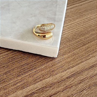 Anel Gomos Shine - Regulável com mix Liso e Microcravejado em Banho de ouro 18K