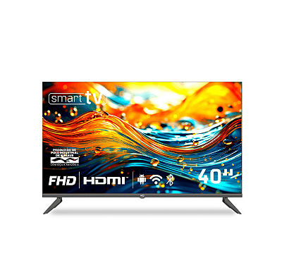 Smart TV HQ 40" Full HD tela sem bordas Android 12 design Slim HQS40NKH