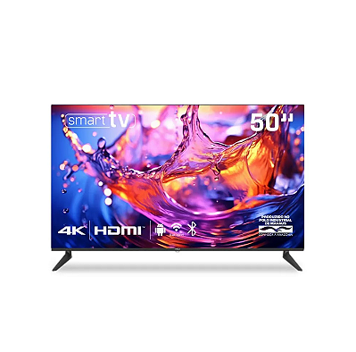 Smart TV HQ 50" UHD 3 HDMI 2 USB Wi-Fi Dual Band Android Frameless Slim HQS50NKHM