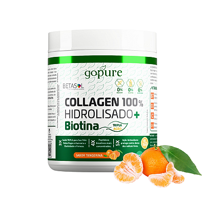 COLLAGEN 100% Hidrolisado 300G + Biotina sabor Tangerina