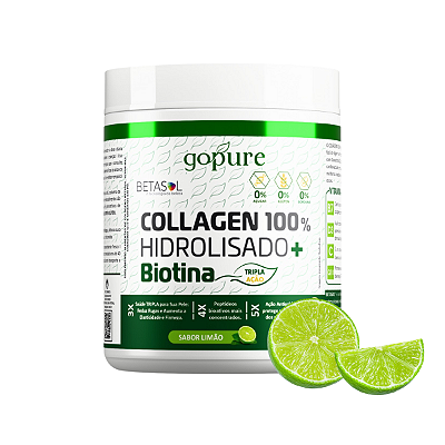 Colágeno 100% Hidrolisado 300g + Biotina sabor Limão