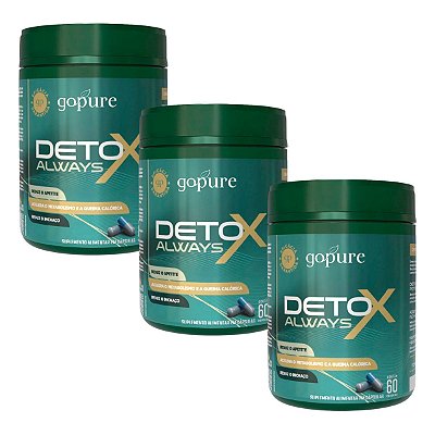 Kit 3 Detox Always GoPure – Suplemento p/ Reduzir Apetite, Desinchar, Perda de Peso, Emagrecimento