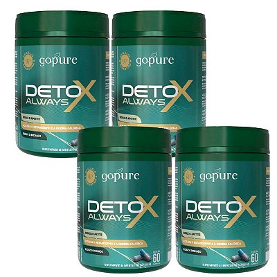 Kit 4 Detox Always GoPure – Suplemento p/ Reduzir Apetite, Desinchar, Perda de Peso, Emagrecimento