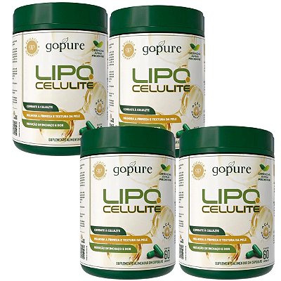 Kit 4 Lipo Celulite GoPure – Redução de Celulite, Gordura localizada e Definição Corporal