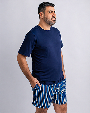 Pijama Adulto Masculino Henry - Listrado azul marinho