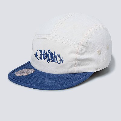 Boné Five Panel Chronic Tag Bigwogs Logo - Off White-Azul - Aba Flexível
