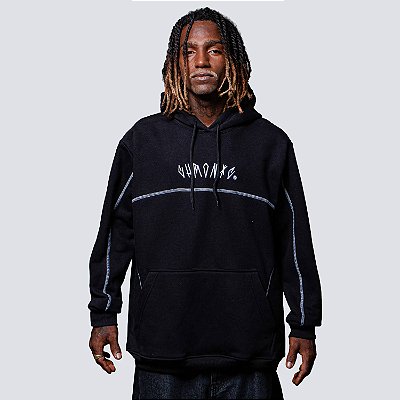 Moletom Chronic Preto Linhas Brancas Preto Original