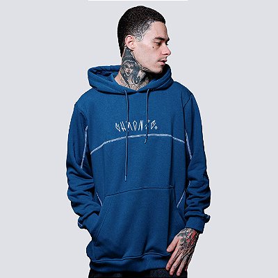 Moletom Chronic Algodão Logo Bordado Azul Com Linhas