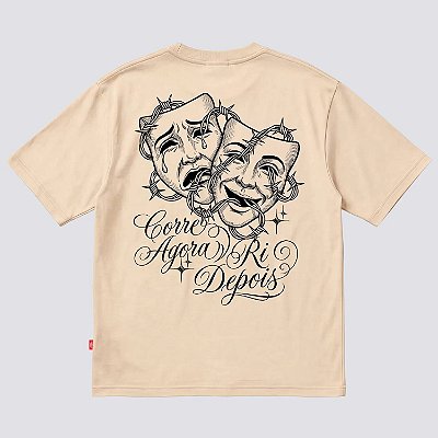 Camiseta Chronic Algodão Chora Agora Ri Depois Bege Original