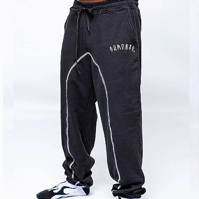 Calça Moletom Chronic Com Linhas Preta Original