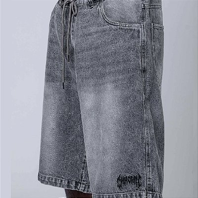 Bermuda Jeans Jorts Cinza Chronic Logo Bordado Original