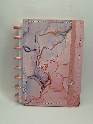 Caderno De Disco Capa Dura Mármore Rosa P