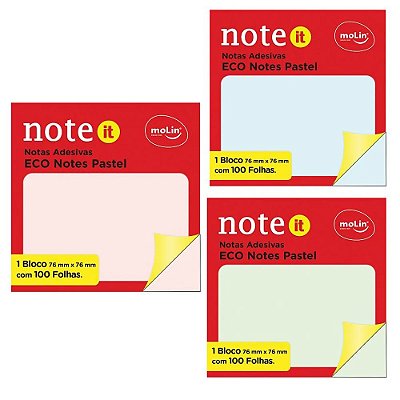 Bloco Adesivo Eco Notes Pastel 100fls Molin