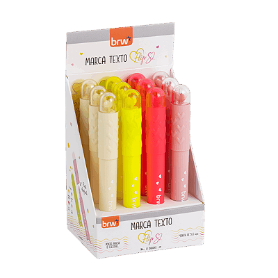 Marca Texto Flip Coração BRW 4 Cores