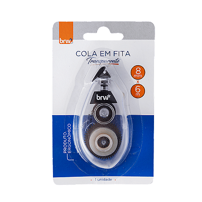 Cola em Fita BRW 8mm x 6m Transparente