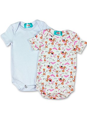 Kit WeeKids com 2 Bodys - Branco e Estampado Girafinha