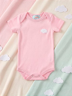 Body Rosa Nuvenzinha de Manga Curta WeeKids - Suedine 100% Algodão