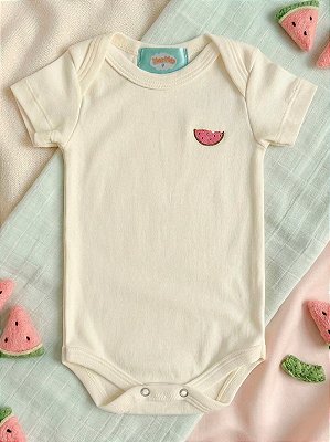 Body Bebê Off White Algodão Manga Curta Melancia