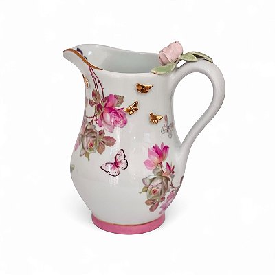 Jarra Rosé com Flores e Borboletas
