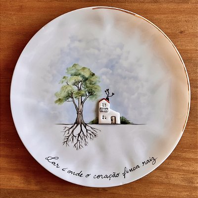 Prato-poema "Lar é onde o coração finca raiz - casinha de amor"