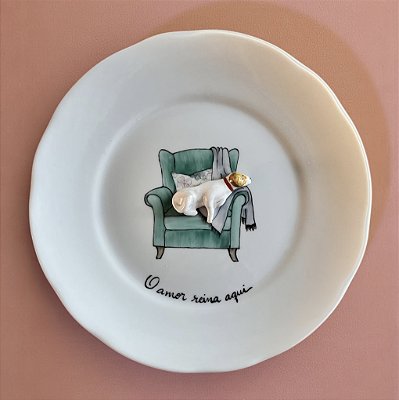 Prato-poema “O amor reina aqui - Poltrona Verde”