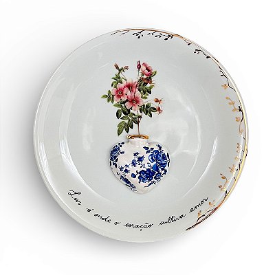 Prato-poema Lar é onde o coração cultiva amor - rosas silvestres