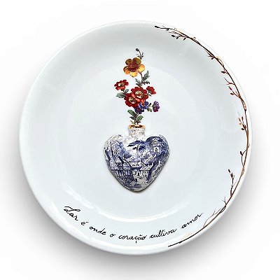 Prato-poema Lar é onde o coração cultiva amor - flores do campo