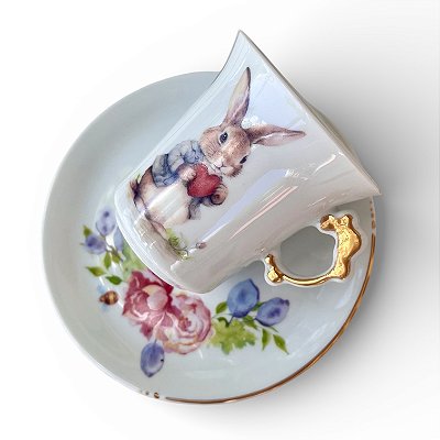 Caneca com Pires - Coelhinho Coração