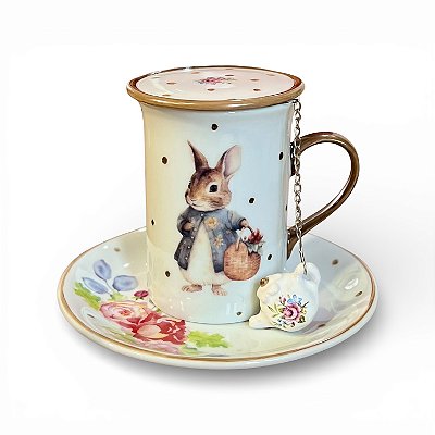 Conjunto Chá Coelhinha com Flores