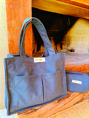 Bolsa York  Gray em Veludo Cotelê Cinza