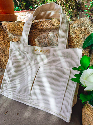 Bolsa  YORK  em Veludo Cotelê Branca