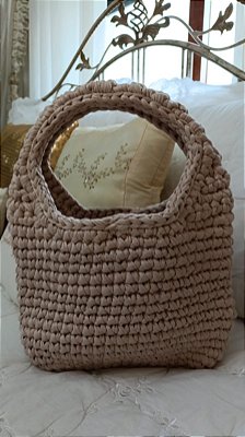 Bolsa de crochê bege mesclado