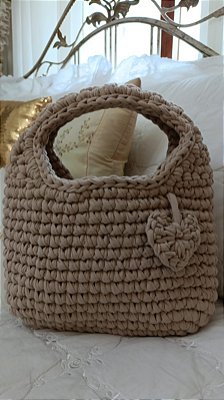 Bolsa de crochê bege