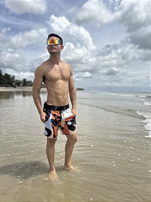 shorts surf retrô estampado