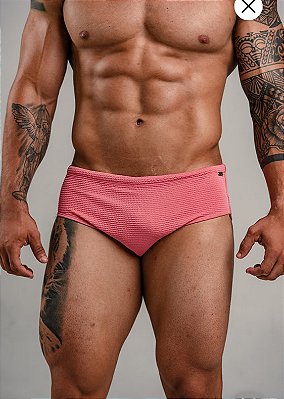 Sunga banho canelada rosa