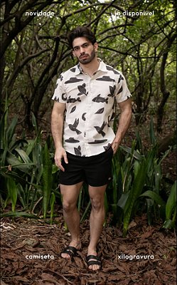 Camisa em linho estampada