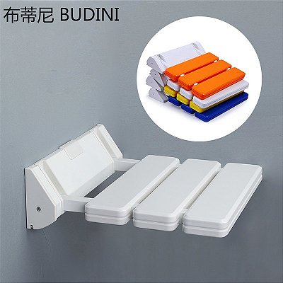 Assento de parede para chuveiro, cadeira dobrável com suporte azul para banheiro