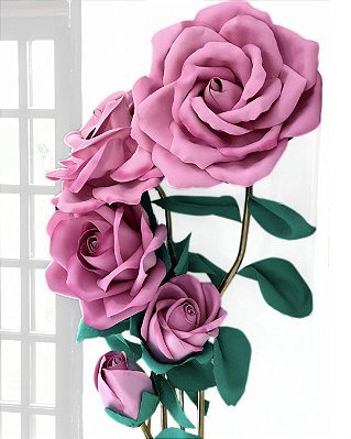 Rosa Gigante Perfeita - Pedestal com 5 Rosas