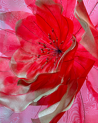 Flor em Organza Clássica Edição de Natal