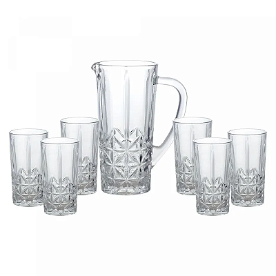 Conjunto 6 Copos Altos 270ml e 1 Jarra 1L de Vidro Stella