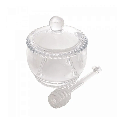 Meleira de Cristal com Colher Pearl 10cm x 10cm x 11cm